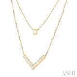 1/2 ctw Chevron Baguette and Princess Cut Diamond Layered Necklace in 14K Yellow Gold