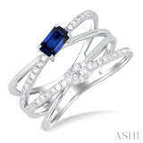 Criss Cross Gemstone & Lovebright Diamond Fashion Ring