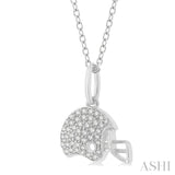 1/5 ctw Petite Football Helmet Round Cut Diamond Fashion Pendant With Chain in 10K White Gold