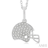 1/5 ctw Petite Football Helmet Round Cut Diamond Fashion Pendant With Chain in 10K White Gold