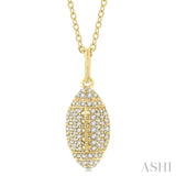 1/4 ctw Petite Football Round Cut Diamond Fashion Pendant With Chain in 10K Yellow Gold