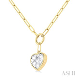 1/4 ctw Lovebright Heart Shape Round Cut Diamond Paper Clip Necklace in 14K Yellow & White Gold