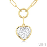 1/4 ctw Lovebright Heart Shape Round Cut Diamond Paper Clip Necklace in 14K Yellow & White Gold