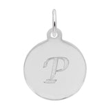 Silver PETITE INITIAL DISC - SCRIPT P CHARM