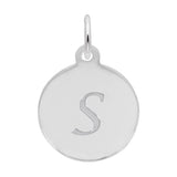 Silver PETITE INITIAL DISC - SCRIPT S CHARM