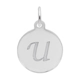 Silver PETITE INITIAL DISC - SCRIPT U CHARM