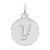 Silver PETITE INITIAL DISC - SCRIPT Y CHARM