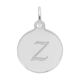 Silver PETITE INITIAL DISC - SCRIPT Z CHARM