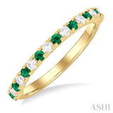 1.80 MM Round Shape Emerald and 1/4 ctw  Round Cut Diamond Precious Stack Band in 10K Yellow Gold