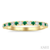 1.80 MM Round Shape Emerald and 1/4 ctw  Round Cut Diamond Precious Stack Band in 10K Yellow Gold