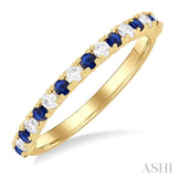 1.80 MM Round Shape Sapphire and 1/4 ctw  Round Cut Diamond Precious Stack Band in 10K Yellow Gold