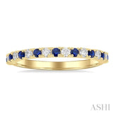 1.80 MM Round Shape Sapphire and 1/4 ctw  Round Cut Diamond Precious Stack Band in 10K Yellow Gold