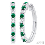 1.80 MM Round Shape Emerald and 1/4 ctw Round Cut Diamond Precious Stack Band in 10K White Gold