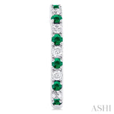 1.80 MM Round Shape Emerald and 1/4 ctw Round Cut Diamond Precious Stack Band in 10K White Gold