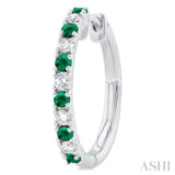 1.80 MM Round Shape Emerald and 1/4 ctw Round Cut Diamond Precious Stack Band in 10K Yellow Gold