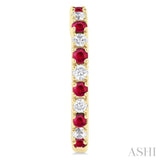 1.80 MM Round Shape Ruby and 1/4 ctw Round Cut Diamond Precious Stack Band in 10K Yellow Gold