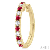 1.80 MM Round Shape Ruby and 1/4 ctw Round Cut Diamond Precious Stack Band in 10K Yellow Gold