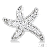 1/8 ctw Petite Milgrain Starfish Round Cut Diamond Fashion Stud Earring in 10K White Gold