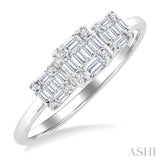 1/4 Ctw Past, Present & Future Baguette and Round Cut Diamond Fusion Fashion Ring in 14K White Gold