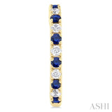 1.80 MM Round Shape Sapphire and 1/4 ctw Round Cut Diamond Precious Stack Band in 10K Yellow Gold