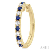 1.80 MM Round Shape Sapphire and 1/4 ctw Round Cut Diamond Precious Stack Band in 10K Yellow Gold