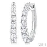 3/4 ctw Graduated Round Cut Diamond Fashion Hoop Earrings in 14K White Gold