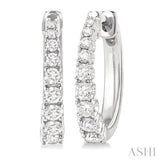 1/2 ctw Graduated Round Cut Diamond Fashion Hoop Earrings in 14K White Gold