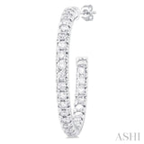 1 Ctw French Pave Set Round Cut Diamond Fashion Half Hoop Earring in 14K White Gold