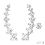 1 Ctw Round Cut Diamond Petite Fashion Climbers in 14K White Gold