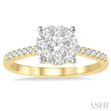 3/4 Ctw Round Cut Lovebright Diamond Ring in 14K Yellow and White Gold