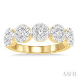 1.00 ctw 5-Stone Lovebright Round Cut Diamond Ring in 14K Yellow and White Gold