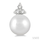 1/20 ctw Petite 5.5 MM Cultured Pearls and Round Cut Diamond Fashion Stud Earring in 10K White Gold