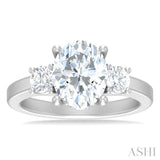 Oval Shape Past Present & Future Semi-Mount Diamond Engagement Ring