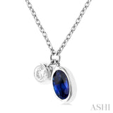 Oval Shape Bezel Set Gemstone & Diamond Necklace