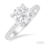 1/2 ctw Round Shape Semi-Mount Diamond Engagement Ring in 14K White Gold