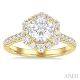 Round Shape Semi-Mount Halo Diamond Engagement Ring