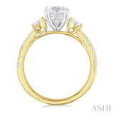 1/2 ctw Oval and Round Cut Diamond Semi-Mount Engagement Ring in 14K Yellow and White Gold