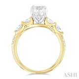 1/2 ctw Pear, Marquise and Round Cut Diamond Mix Semi Mount Engagement Ring in 14K Yellow and White Gold