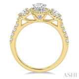 Pear Shape Past Present & Future Semi-Mount Halo Diamond Engagement Ring