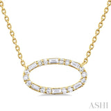 Oval Shape East-West Baguette Diamond Necklace