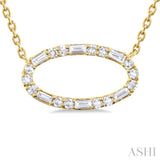 Oval Shape East-West Baguette Diamond Necklace