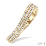 1/3 Ctw Curvy Triple Row Round Cut Diamond Fashion Band in 14K Yellow Gold