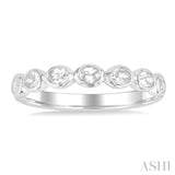 3/4 Ctw East-West Set Oval Cut Bezel Diamond Stackable Fashion Band in 14K White Gold