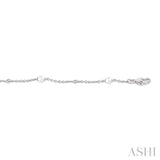 3 MM Round Shape Cultured Pearl and 1/20 Ctw Round Cut Diamond Fashion Station Bracelet in 14K White Gold