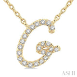 1/10 Ctw Initial 'G' Round cut Diamond Pendant With Chain in 10K Yellow Gold