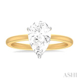 1/10 Ctw Pear Shape Round Cut Diamond Semi Mount Engagement Ring in 14K Yellow and White Gold