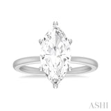 1/10 Ctw Marquise Shape Round Cut Diamond Semi Mount Engagement Ring in 14K White Gold