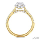 1/2 Ctw Marquise Shape Round Cut Diamond Halo Semi Mount Engagement Ring in 14K Yellow Gold