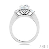 1/2 ctw Tri-Mount Past, Present and Future Round Cut Diamond Semi Mount Engagement Ring in 14K White Gold