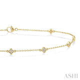 1/6 Ctw Four-Leaf Clover Round Cut Diamond Station Anklet in 10K Yellow Gold